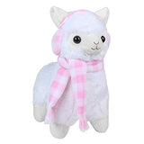 Alpacasso 17'' White Plush Alpaca, Cute Stuffed Animals Toys.(Scarf and Earmuff)