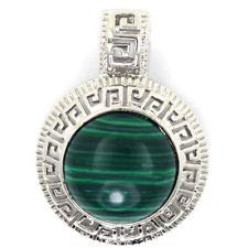 25mm Green Synthetic Malachite Silver Plated Coin Pendant Bead