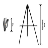CONDA 63" Wooden Tripod Display Floor Easel, A-Frame Easel Stand with Adjustable Tray, Display Artist Easel for Paintings, Drawings, Signs, Framed Photos(Black)