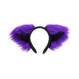 Pawstar Purple Furry Kitty Cat Ears Headband - Dark Purple