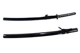 MAKOTO Handmade Razor Sharp 41" Black Samurai Katana Sword - Dragon Tsuba Blue Blade