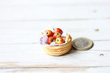 Apples Fruits 1:12 Miniature Food For Dolls, Dollhouse 8 Pcs in the Basket