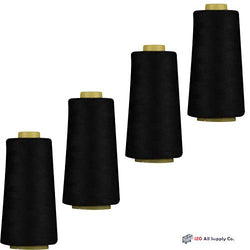 IZO Home Goods 4-Pack of 6000 Yards (Each) Black Serger Cone Thread All Purpose Sewing Thread