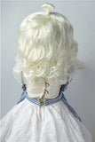JD375 9-10inch 23-25CM Updo Synthetic Mohair BJD Wigs Blythe Doll Hair and Accessories (Ivory White)