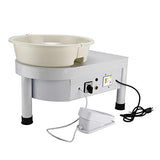 25CM 350W Table Top Pottery Wheel Electric Ceramic Work Forming Machine with Foot Pedal Removable Detachable ABS Basin 11pcs Clay Art Craft Shaping Tools (White)