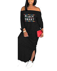 OLUOLIN Womens Plus Size Short Sleeve Off The Shoulder Long Maxi Dress with Slit Black