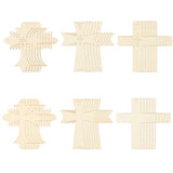 Haooryx 37 PCS Wooden Cross Hanging Ornaments Unfinished Small Cross Shaped Wood Pieces Blank Wood Cutout with Rope Pendants Creative DIY Gift Tags for Halloween Christmas Birthday Party Decorations