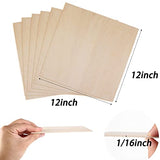Unfinished Wood, 6 Pack Basswood Sheets for Crafts, Craft Wood Board for House Aircraft Ship Boat Arts and Crafts, School Projects, Wooden DIY Ornaments (300 x300 x 1.5mm)