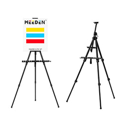 MEEDEN Aluminum Watercolor Field Easel with Carrying Case, Adjustable Portable Aluminum Artist Tripod Display Easel Stand, Hold Canvas Art up to 50''