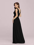 Ever-Pretty Womens Elegant Double V Neck Maxi Fomral Party Dress 4 US Black