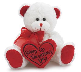 Happy Valentine's Day Bear 8" Animal Plush- White with Red Message Pillow