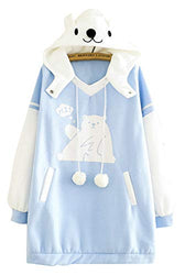 CRB Fashion Womens Girls Teens Teenagers Kawaii Cute Bunny Bear Sweater Hoodie Top Shirt Sweatshirt (Polar Bear)