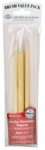 Royal & Langnickel Royal Zip N' Close White Bamboo 3-Piece Brush Set