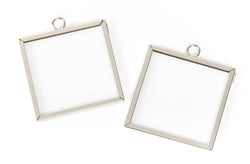 Silver Large Square Frame Charms - 2 X 2 in - 2 Pack