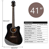 AKLOT Acoustic Guitar For Beginners, Full Size 4/4 Folk Guitars Cutaway Acoustique Guitare Starter Kit