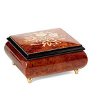Floral bouquet Italian inlaid musical jewelry box with customizable tune options