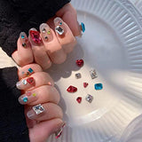 Mixed Colored Gemstone Nail Art Accessories Set Multi-Cut Super Sparkling Love Rhinestone Axe Diamond Irregular Colored Nail Art Diamonds for Nail Art Decoration (4 Boxes)