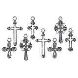 Bulk Buy: Darice DIY Crafts Cross Charms Silver Assorted Shapes and Sizes 15 pieces (3-Pack)