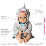Adora Bath Toy Baby Doll in Baby Shark Themed Bathrobe - 13 Inch Water Toy with Quickdri Body