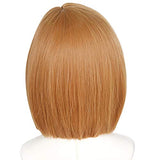 JoneTing Dark Orange Wig with Bangs Cosplay Costume Synthetic Short Bob Straight Wigs for Halloween Cosplay