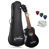 Ashthorpe Soprano Ukulele Bundle (Black) - 21-Inch Uke Beginner Starter Kit for Kids with Gig Bag, Cloth, and Picks