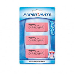 Paper Mate : Pink Pearl Eraser, Large, Three per Pack -:- Sold as 2 Packs of - 3 - / - Total of 6