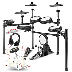 Donner DED-400 Electric Drum Set, Quiet Electronic Drum Kit for Adults with 400 Sounds, Electronic Drum set for Professioner with Hammer Kick Drum Pedal, More Stable Steel Support Set