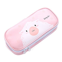 Pencil Case,Big Multifunction Pink Goat Pencil Bag Storage Organizer with Double Zipper for