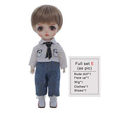 ZDD 1/8 Casual Boy Dolls BJD/SD Doll 16cm Ball Jointed Doll Child DIY Toy Gift, with Full Set Clothes Shoes Wig Makeup, Best Gift for Children's Day