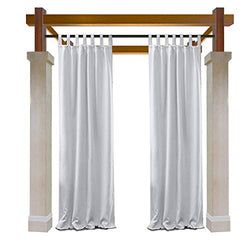 Macochico 120Wx 96L Greyish White Outdoor Extra Wide Curtains Panels Privacy Protection Thermal Insulated Dustproof for Bedroom Living Room Patio Garden Porch Pergola Cabana (1 Panel)