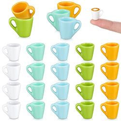 20 Pieces Mini Coffee Cups Ceramic Mugs Tea Cup Dollhouse Miniatures Food Kitchen Room Decoration Craft Accessories (Cute Style)