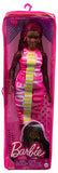 Barbie Fashionistas Doll #186, Curvy, Crimson Braids, Sleeveless Love Dress, Hoop Earrings, Toy for Kids 3 to 8 Years Old