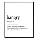 Hangry Definition Wall Art Print Typography - 8x10 Unframed Photo - Makes a Great Gift for Kitchens - Funny Home Decor