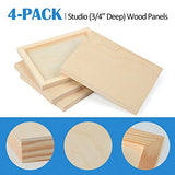 Unfinished Birch Wood Canvas Panels Kit, Falling in Art 4 Pack of 8x10’’ Studio 3/4’’ Deep Cradle Boards for Pouring Art, Crafts, Painting and More