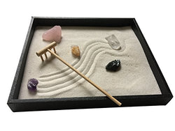 Zen Decor - Healing Crystal Zen Garden White Sand Bamboo Rake