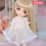 MEESock BJD Doll Clothes Dress Up Accessory, Handmade Pretty Puff Sleeve Lace Princess Yarn Dress for 1/8 SD Girl Doll (Clothes Only, Do Not Include Doll)