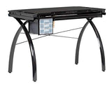 Futura Crafting, Drafting, Drawing Table with Adjustable Top, Black and Black Glass