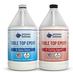 Incredible Solutions Crystal Clear Cast Tabletop Epoxy, UV Resistant High Gloss Finishing, Bar Countertop Resin Coating, Easy-to-Use 1:1 Mixing Ratio, Acrylic Glossy Coat, DIY Self-Leveling - 1 Gallon