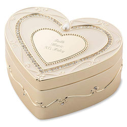 Things Remembered Personalized Soft Gold Regal Elegance Heart Keepsake Box, Jewelry Box with Engraving Included