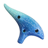 12 Hole Sweet Potato Ocarina Graceful Shape Pottery Ocarina Instrument in Alto C(Starry Blue)