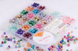 Eswala Glass Beads for Jewelry Making Kit with Charms Set Bulk Crafts 480pcs Round 8mm Glass Beads 12colors Marble Chakra Bead DIY for Beading Bracelet Necklace Adults Beginners (Ice Crackle Mix1)