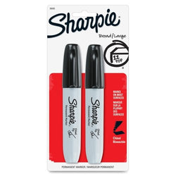 Sharpie Permanet Marker - Marker Point Style: Chisel - Ink Color: Black - 2 / Pack
