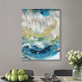 Abstract Painting Canvas Wall Art: Blue Artwork Hand Painted Picture for Living Room (40'' x 30'' x 1 Panel)