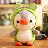 Penguin-Frog Stuffed Animal Toys, Plushies Penguin Wearing Frog Costume Dressed as Cute Frog Plush Toys for Boy Girl Christmas Halloween Birthday Gift, 10in (Green Frog)