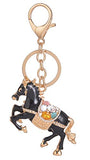 Giftale Horse Keychain for Women,Black Enamel with Crystal Horse Pendant Car Keyring - Bag