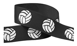 Volleyball Ribbon for Crafts - HipGirl 7/8" Volleyball Grosgrain Ribbon for Cheer Bows, Team