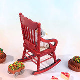 Haomian 1 Piece Mini Dollhouse Furniture, Brown Miniture Dollhouse Wooden Rocking Chairs, 1:12 Scale Dollhouse Accessories, for Doll House Decoration Dollhouse Accessories Furniture