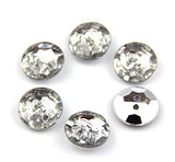 RayLineDo One Pack of 150 x 15mm Silver Plated Acrylic Two Hole Heart Button Plastic Crystal Glass