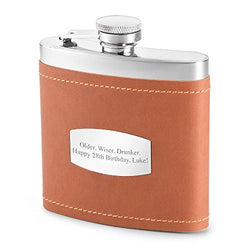 Things Remembered Personalized Camel Brown Engraved Flask with Engraving Included