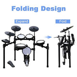 Coolmusic DD8 Electric Drum Set Electronic Kit with Mesh Head 8 Piece, Drum Throne, Sticks Headphone and Audio Cable Included, More Stable Iron Metal Support Set
